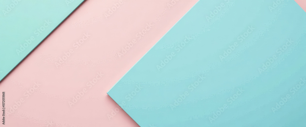 Poster a blue and pink background with a white line running through it. the blue background is on the left 