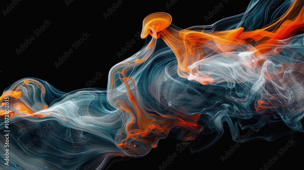 Poster a close-up view of smoke on a dark background, ideal for use in concepts about mystery, danger or dr