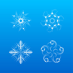 Set White Colleciton Line Snowflake Winter Decoration Elements Vector Design Style