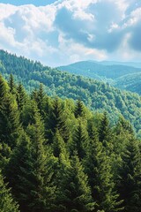 Obraz premium A dense forest filled with numerous green trees