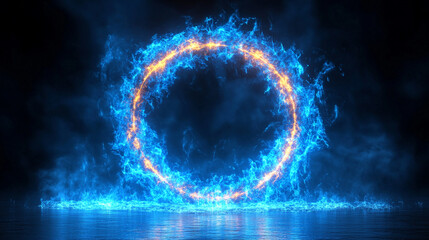 Fototapeta premium abstract background featuring a neon-lit circle glowing vibrantly against a dark backdrop. The vivid colors and luminescent design evoke futuristic themes and symbolize infinity and innovation