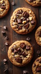 Chocolate Chip Cookies on Wooden Board