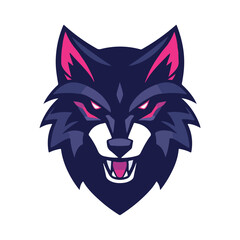 Wolf head mascot sports logo vector illustration on isolated white background