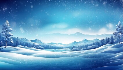 Fototapeta premium Winter landscape with mountains and snow fall with blue sky.