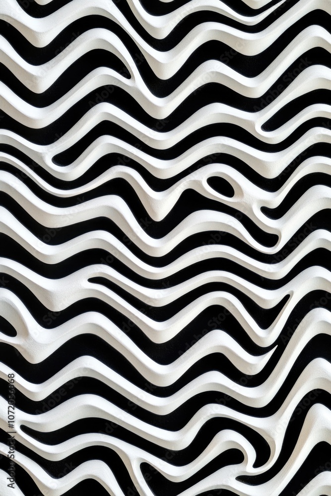 Poster A close-up view of a unique black and white wave pattern