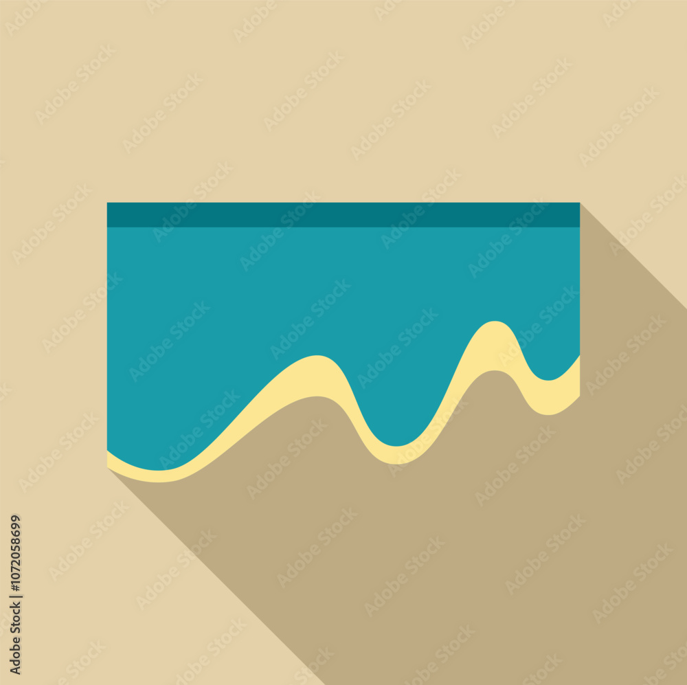 Poster turquoise glaze flowing down on a beige background, creating a wavy pattern