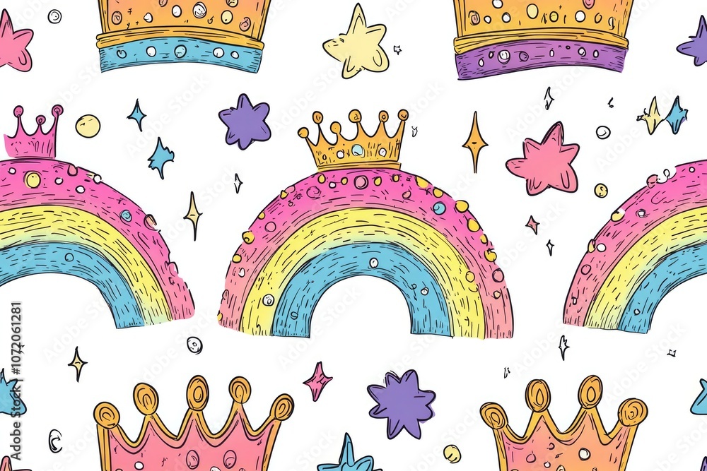 Poster A royal design featuring crowns and stars in a repeating pattern