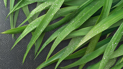 Realistic close-up of dew-covered grass blades