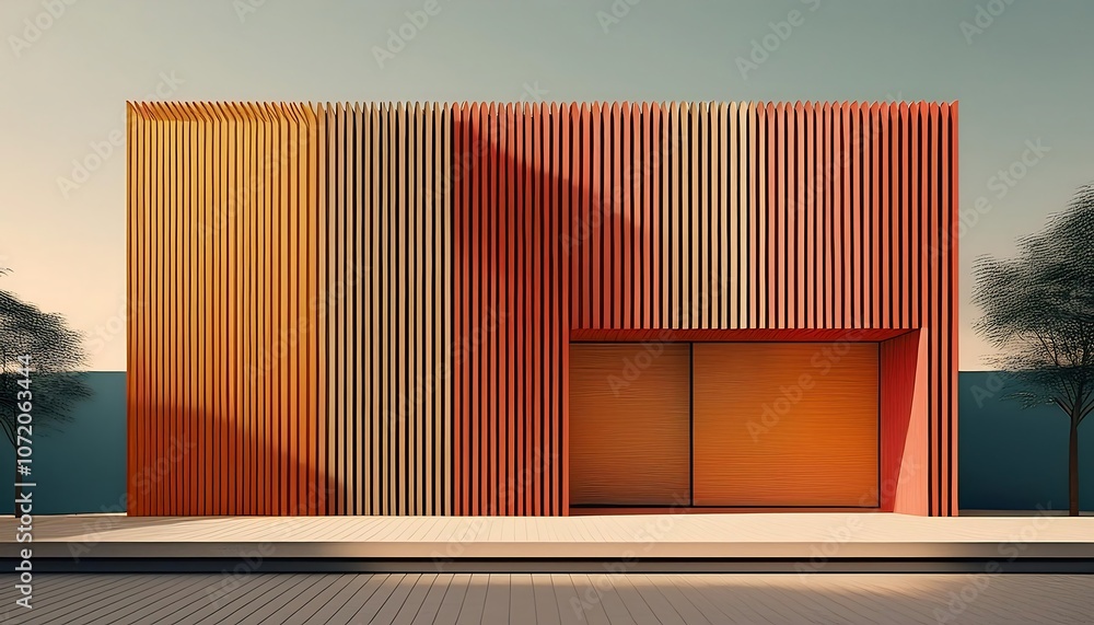 Poster Minimalist Homes with Vertical Lines - Vertical design elements in classic minimalist style.