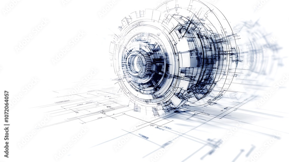 Leinwandbilder a futuristic, abstract design featuring geometric shapes and patterns, creating a digital, high-tech