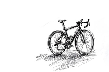Fototapeta premium Vector hand drawn illustration of racing bicycle in ink hand drawn style. 