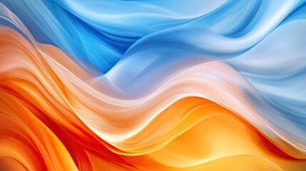 Obraz premium Abstract background with blue and orange waves.