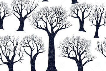 Obraz premium A group of trees without leaves, perfect for autumn or winter scenes