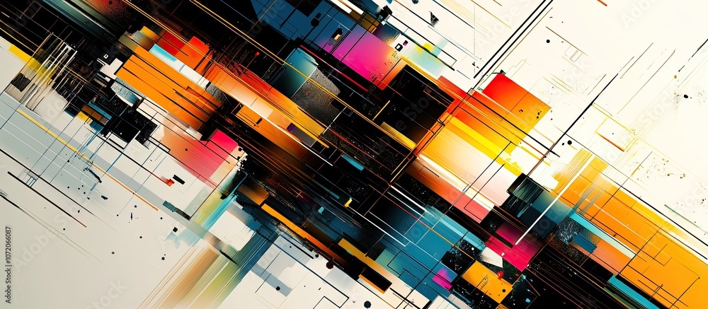 Poster abstract geometric shapes in a vibrant color scheme.