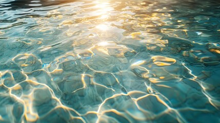 Close-up of sparkling blue water with sunlight reflecting off the surface.