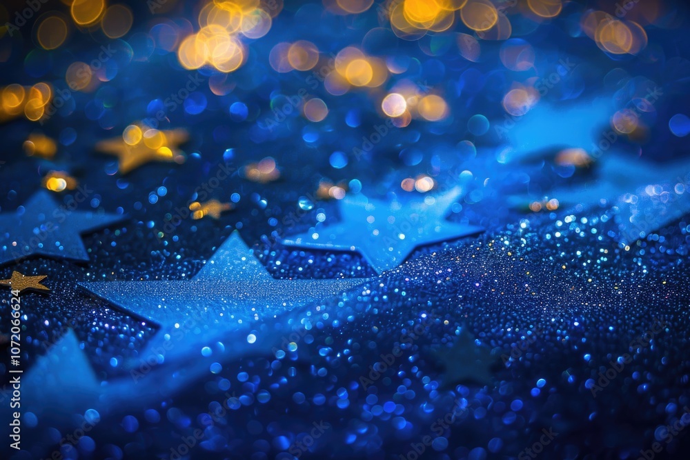 Poster a close-up shot of a blue background with stars, great for use in space-themed or astronomy-related 