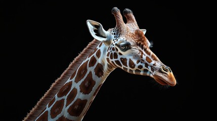 Obraz premium Realistic Giraffe Portrait on Black Background
