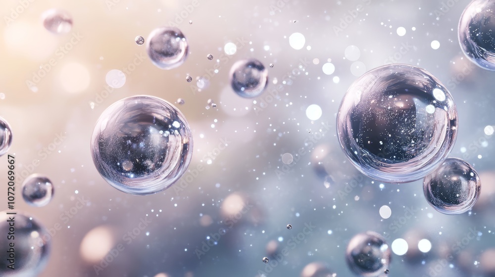 Aufkleber ephemeral iridescence, soap bubbles floating, capturing light in a mesmerizing display of color and 