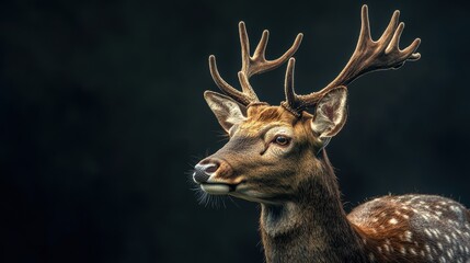 Naklejka premium Realistic Deer Portrait with Natural Lighting