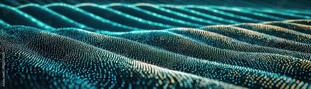Poster ai-powered irrigation systems, a n abstract representation of digital waves, featuring vibrant color