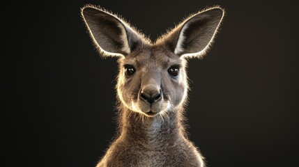 Fototapeta premium Realistic Kangaroo Portrait on Dark Background