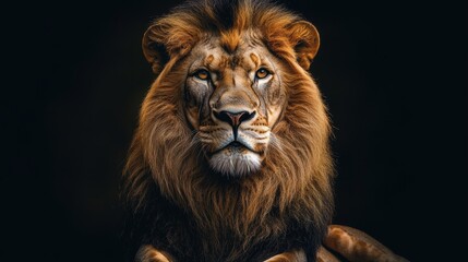 Fototapeta premium Realistic Lion Portrait with Dramatic Lighting