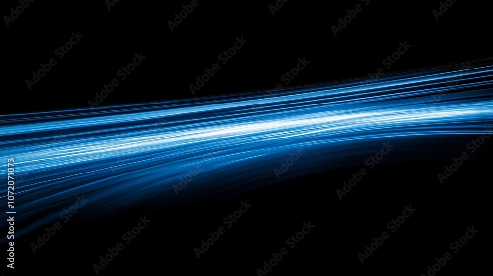 Poster dynamic blue light streaks across a dark background, creating a sense of high-speed motion and futur