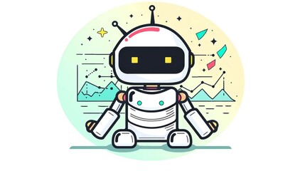 Obraz premium A cute cartoon of a robot managing finance and investment portfolios