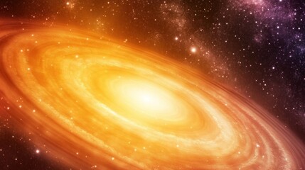 Obraz premium Close-up of glowing planet disk floating in space, serene beauty of the universe with ample copy space for text or design.