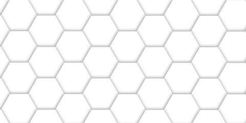 Abstract pattern with hexagonal white and gray technology line paper background. Hexagonal 3d vector grid tile and mosaic structure simple style hexagonal graphic concept. Futuristic surface design.	

