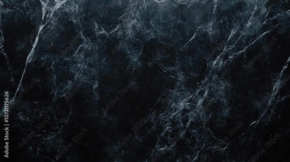 Poster a detailed view of a black marble surface with intricate veining patterns
