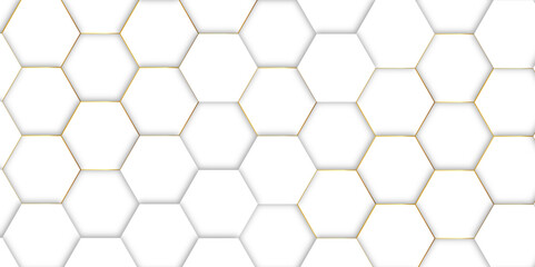 Abstract pattern with hexagonal white and gray technology line paper background. Hexagonal 3d vector grid tile and mosaic structure simple style hexagonal graphic concept. Futuristic surface design.	
