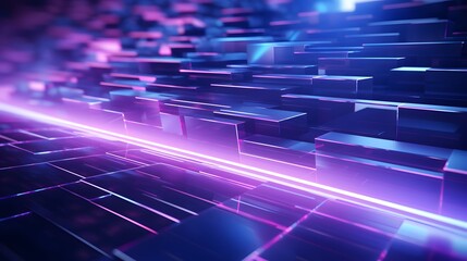 3d rendering of blue and purple abstract geometric background. Scene for advertising, technology, showcase, banner, game, sport, cosmetic, business, metaverse. Sci-Fi Illustration. Product display