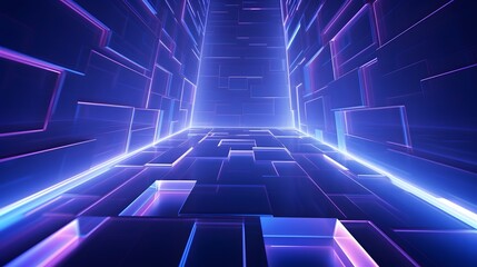 3d rendering of blue and purple abstract geometric background. Scene for advertising, technology, showcase, banner, game, sport, cosmetic, business, metaverse. Sci-Fi Illustration. Product display