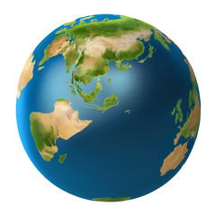 A 3D rendering of the Earth with a focus on Asia and Africa.