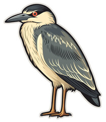 Fototapeta premium Night Heron Cartoon sticker illustration