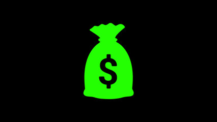 Obraz premium Dollar with bag icon. green bag with dollars heap. A money bag icon with a dollar sign. payday label, financial reward, 3D rendering.