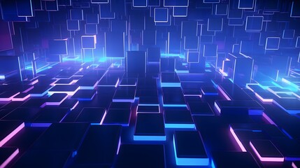 Fototapeta premium 3d rendering of blue and purple abstract geometric background. Scene for advertising, technology, showcase, banner, game, sport, cosmetic, business, metaverse. Sci-Fi Illustration. Product display