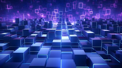 Obraz premium 3d rendering of blue and purple abstract geometric background. Scene for advertising, technology, showcase, banner, game, sport, cosmetic, business, metaverse. Sci-Fi Illustration. Product display