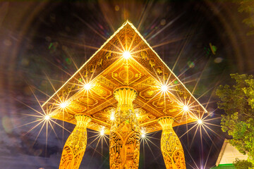 Landmarks, important tourist attractions in Chiang Mai, Phra That Doi Suthep, large golden pagoda,...