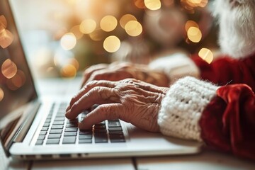A close-up shot of a person working on their laptop, fingers flying across the keyboard