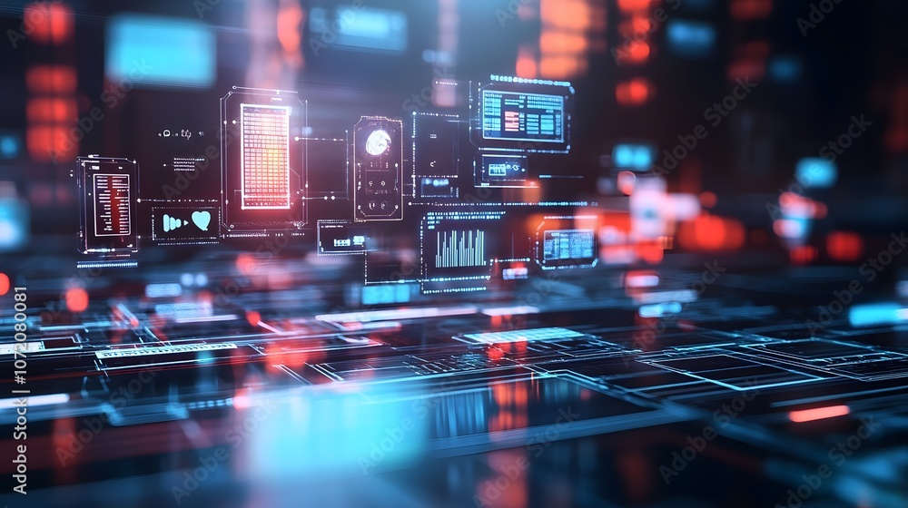 Poster A 3D AI chip with floating 2D artificial intelligence icons and data patterns, representing innovation in AI, 4k resolution, ultra-realistic, uncluttered background