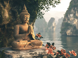 Closeup buddha statue