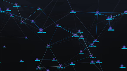 Matrix background with flying random numbers. Big data. Hacker concept. Data flow information. Technology background. 3D vector