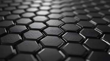 A close-up view reveals the microscopic structure of graphene, showcasing hexagonal arrangements of carbon atoms in a perfectly formed lattice that emphasizes its unique properties. 