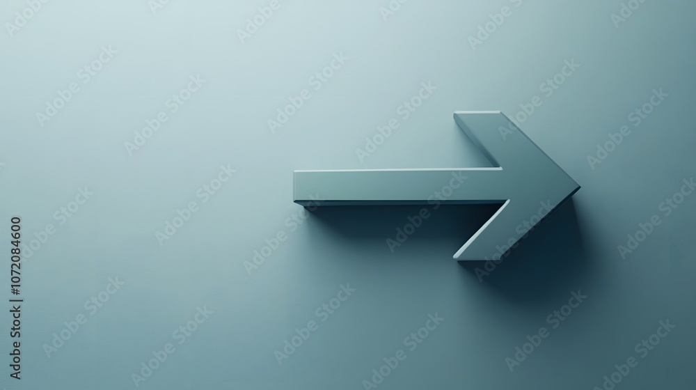 Poster a 3d arrow icon pointing right, representing direction and movement, displayed on a plain background