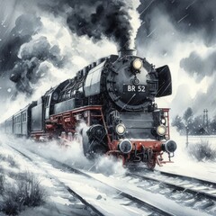 Winter Storm and Historic Train