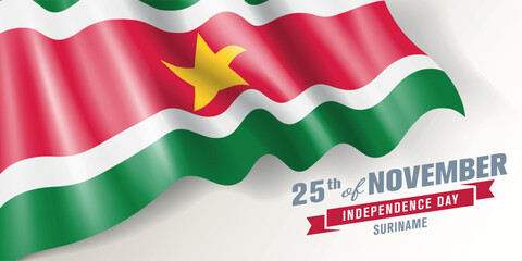 Suriname independence day vector banner, greeting card.