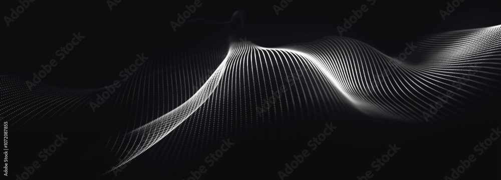 Poster digital technology background. dynamic wave of glowing points. futuristic background for presentatio