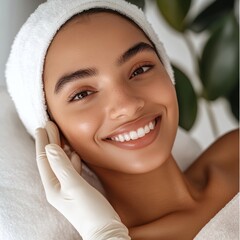 Smiling Woman During Microdermabrasion Session